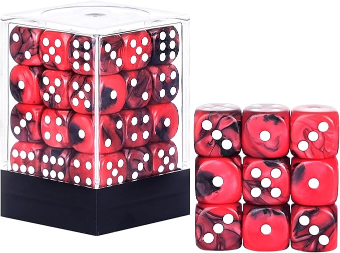 36 Pieces 12mm 6 Sided Mini Dice Set,Two Colours D6 Game Dice Set,6 Sided Standard Game Dice for Board Games Dice Games Classroom Teaching Dices Game,with Portable Gaming Box(Red & Black)