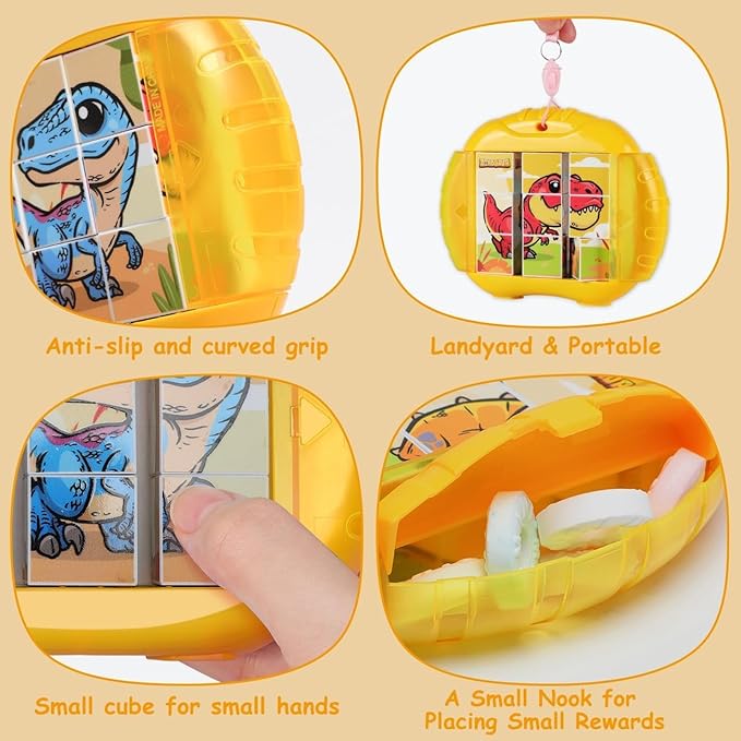 3D Rotating Puzzles for Kids 3 4 5 6 7 8 Year Old, 4 Puzzles in 1, Toddler Toy for Travel, Car, Airplane, Road Trip Activities, Fine Motor Skills, Fidget, Boys & Girls Gifts