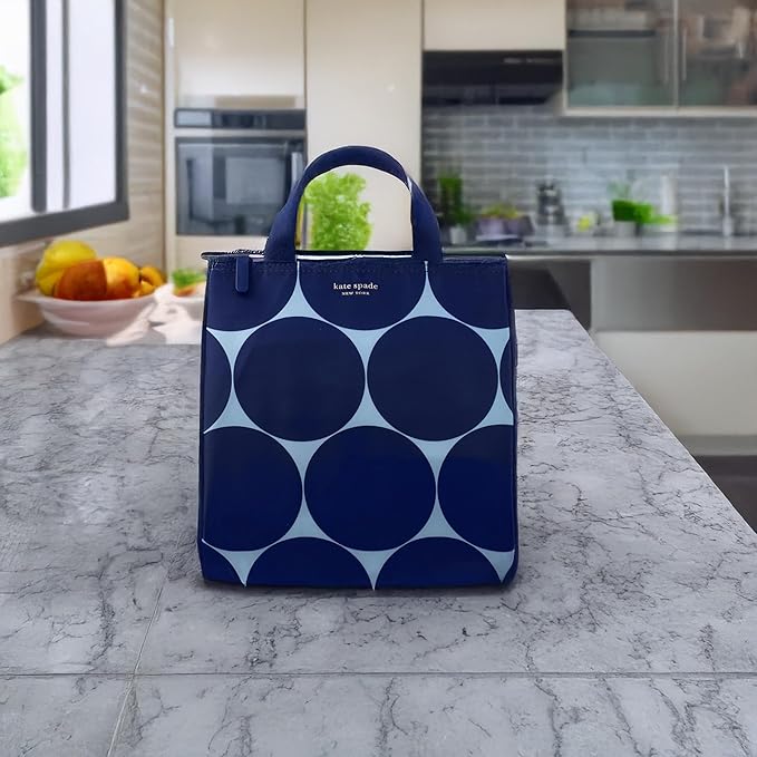 Kate Spade New York, Portable Soft Cooler Lunch Bag with Silver Insulated Interior Lining and Storage Pocket, Joy Dot