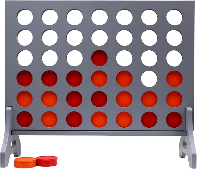 Tailgating Pros Premium Grey Giant Four in a Row with Carrying Case - Jumbo Oversized Outdoor Yard Game - Connect Multiple Pucks in a Row to Win - Many Puck Colors Available!