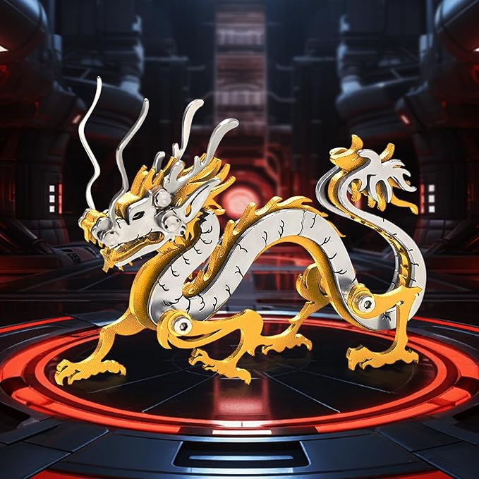3D Metal Puzzles for Adults, Adult Metal Puzzle Model Kits, Gold Dragon Mechanical 3D Puzzle Stainless for Adults DIY Gifts for Men Women Home Decor Art Craft Gifts Toys(Zodiac Sign).