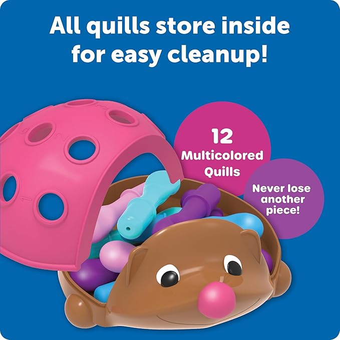 Learning Resources Spike The Fine Motor Hedgehog Pink - 14 Pieces, Ages 18+ months Fine Motor and Sensory Toy, Educational Toys for Toddlers, Montessori Toys