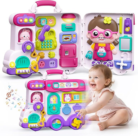 Busy Board Montessori Toys Gift for 1 2 Year Old Boys, Early Educational Montessori Toys for Toddler 1-3, Birthday Gifts Toy for 1 2 Year Old Boy, Ideas 1 Year Old Boys Birthday Gift Toy
