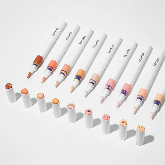 9 Color Acrylic Paint Markers, Water-Based Acrylic Markers for Artists Adults Coloring Drawing Cartoon Anime Comic - Brush Tip for Rock Painting, Wood, Canvas, Fabric, DIY Crafts (Pearl Pig Series)