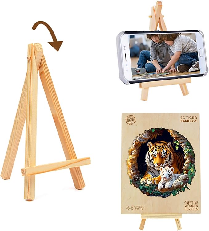 Wooden Puzzles for Adults, Wooden Jigsaw Puzzles for Adults Kids, 3D Tiger Family-1 Unique Animals Shaped Wood Puzzles Adult, Birthday Gifts for Friends Family Game, Home Decor(13.4 * 13.4in 290pcs)