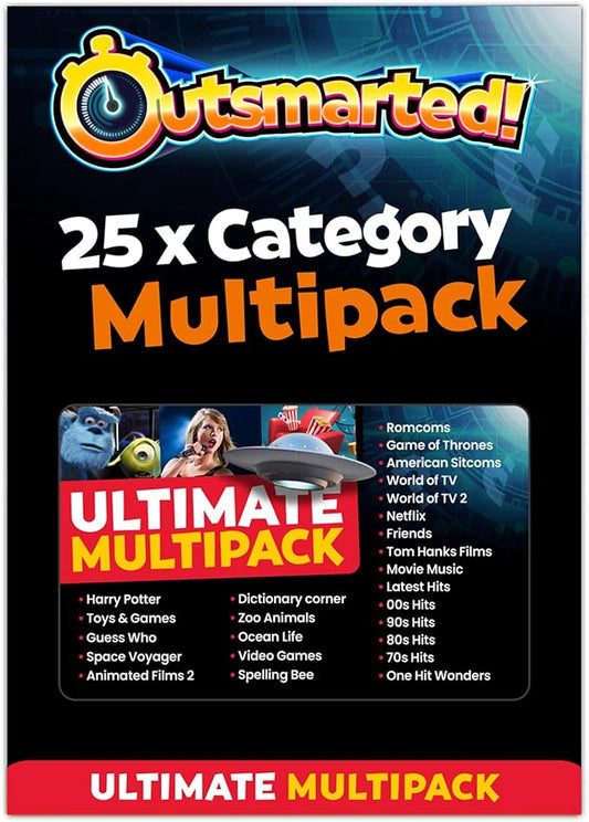 Outsmarted - The Live Quiz Show - Multipack Gift Card Board Game - Questions Bundle Board Games Ultimate Bundle - Over 4000 Questions, Live TV Quiz Show, Family Game Night - Ages 8+