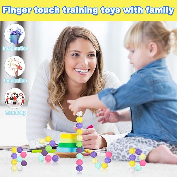 10Pcs Rainbow Texture Sensory Fidget Toy, Multi-Color Educational Science Kit for Anxiety Relief, 28mm DIY Mutual Attraction Desk Balls for Kids Adults, Stocking Stuffers Gift for Party Favors Gift