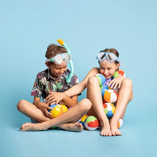 Top Race Mini Beach Balls Bulk - 5 Inch Inflatable Balls for Summer Party, Ocean Party Decorations, Pool Toys for Kids - Set of 25 Rainbow Beach Ball for Birthdays, Vacation, Pool, Hawaiian Parties
