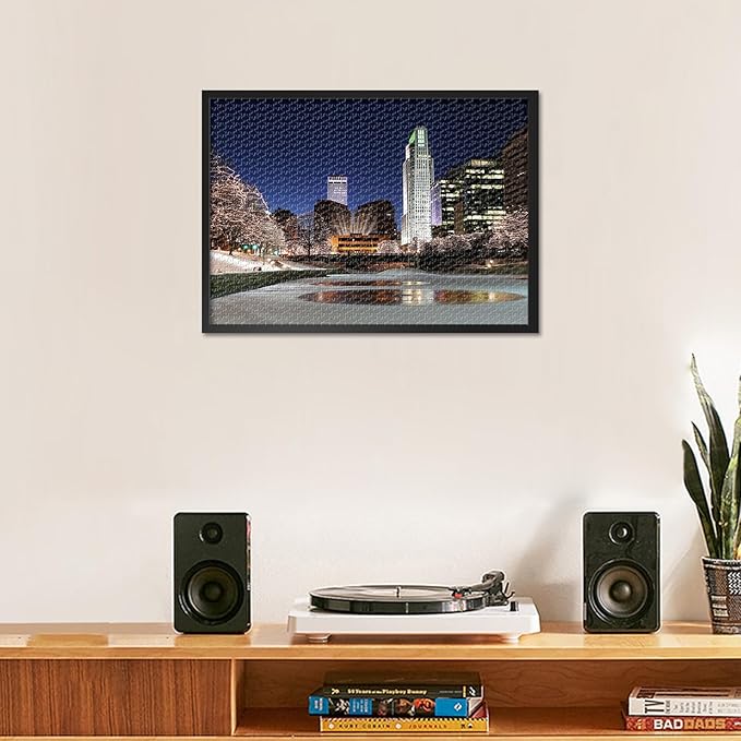 1000 Piece Puzzle for Adults Omaha Skyline Nebraska Cityscape, Jigsaw Puzzles 1000 Pieces Difficult and Challenge USA Downtown Theme, 27.5x19.7 Inch Family Puzzle Game Night Gift