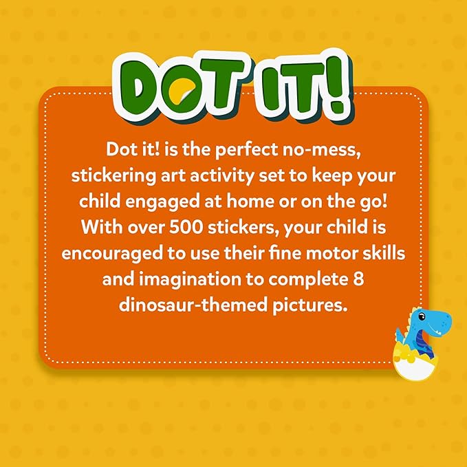 Skillmatics Dot It Sticker Art - Dinosaurs, Mess-Free Fun for Kids, 500+ Stickers, Craft Kits, DIY Scrapbooking Activity, Travel Toys, Gifts for Boys & Girls Ages 3, 4, 5, 6, 7