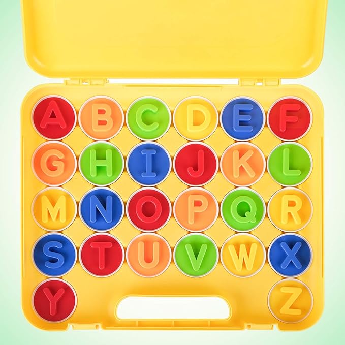 Coogam Letters Matching Eggs 26PCS ABC Alphabet Color Sorter Puzzle Easter Travel Bingo Game Uppercase Learning Fine Motor Skill Montessori Gift for Year Old Kids