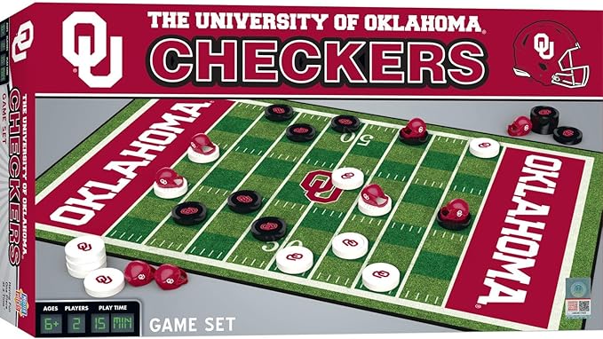 Artissimo MasterPieces NCAA Oklahoma Sooners Checkers Board Game , 13" x 21", Team Color (41478)