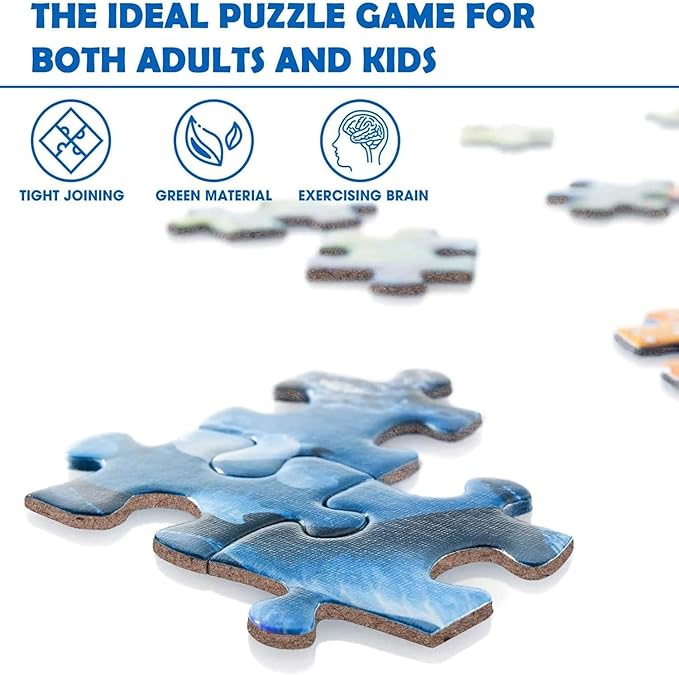 Nattork Jigsaw Puzzles 100 Pieces for Kids Youth Skiing Bunny - Pieces Fit Together Perfectly