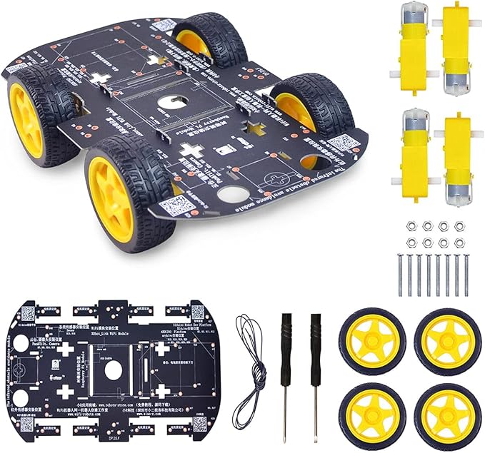 Smart Robot Car Chassis Smart Learning Kit with 4 TT Motor, DIY for UNO R3/Mega 2560/Raspberry Pi/Jetson Nano