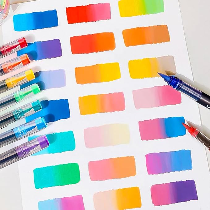Acrylic Paint Markers for Kids & Adults | 12 Colors Brush Tip | Washable Coloring Marker | Drawing Pen on Paper, Wood, Canvas | Erasable on Glass | DIY Crafts Back-to-school Art Supplies