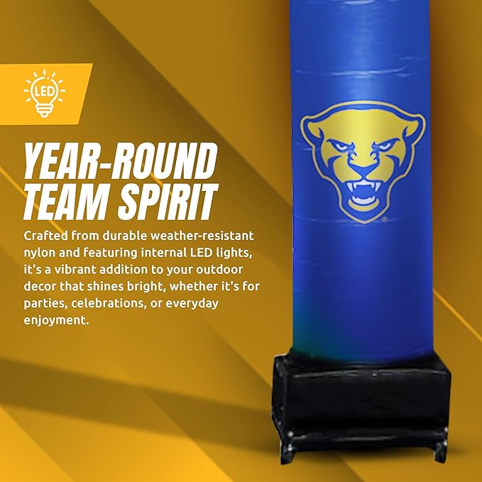 NCAA Pittsburgh Panthers Football Wacky Waving Inflatable Sports Fan - 6" x 36" x 96" Tube Guy with Built-in Fan & LED Lights - Outdoor Team Spirit Display