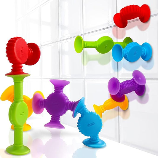 BUNMO Bath Toys Suction - Connect, Build, Create - Bath Toys - Hours of Fun & Creativity - Fine Motor Skills - Stimulating Sensory Toys - Non-Mouthable Toy 3+ - Textured 44 Pack