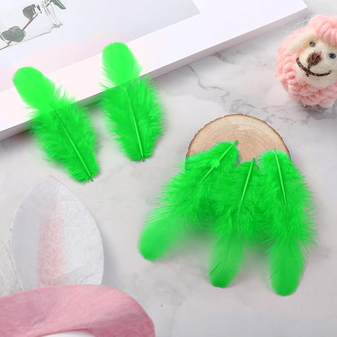 Soarer Grass Green Craft Feathers Bulk - 300pcs 3-5inch Natural Feathers for Wedding Home Party, Dream Catcher Supplies and DIY Crafts(GrassGreen)