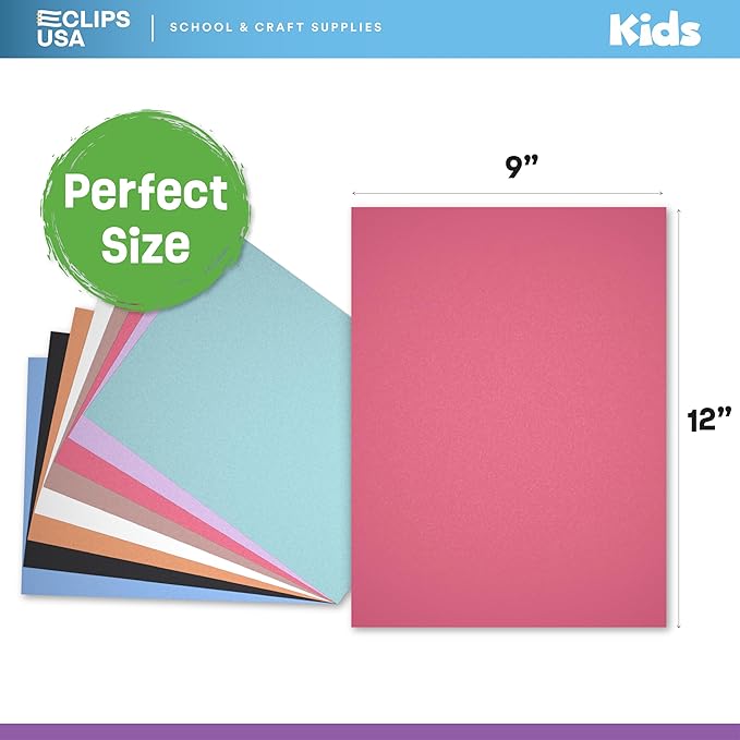 Construction Paper Bulk (50 Sheets) 9 x 12 Construction Paper for Kids, Color Art Paper, Assorted Colors, 50 Sheets Per Pack, (1 Pack)