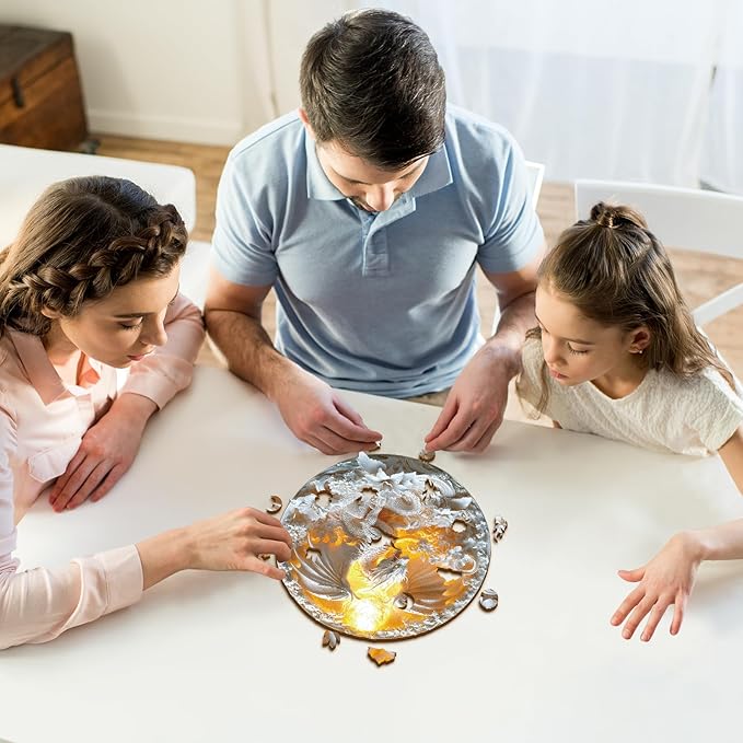KAAYEE Wooden Puzzles for Adults, 3D Visual Fierce Dragon Wooden Jigsaw Puzzle Unique Shape Wood Puzzle Adult, 3D Effect Flat Puzzle Birthday Family Games (S-8.4 * 8.4 in-99pcs)