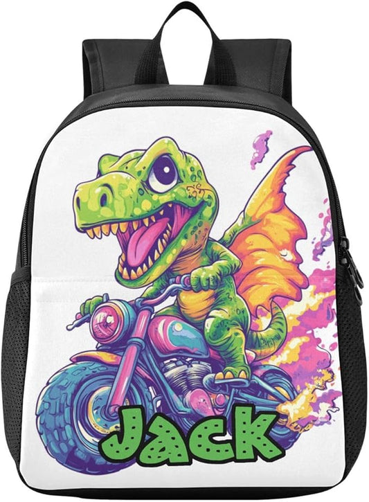 Dinosaur Motorcycle Toddler Backpack for Boys Girls 3-6 Small Preschool Backpacks for Kids Elementary Mini Bookbag for Preschool for Travel School
