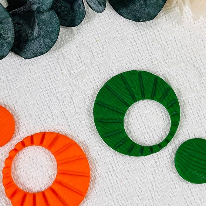 Xaekicr Sunburst Ring Polymer Clay Cutters – Textured Circle Clay Cutters and Tools for Polymer Clay Jewelry Making and DIY Earrings