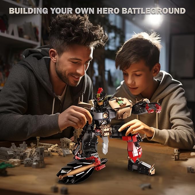 JMBricklayer Mech Sets Robot Building Blocks for Adults 70127, Mechs Swordsman Assassin Action Figure Model Kits to Build, Cool Mech Decor Hero Figure Display, Gifts for Boys Girls Adult(920 Pieces)