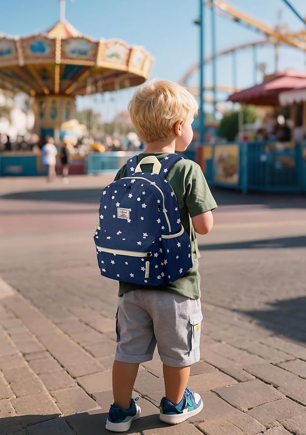 Corduroy Toddler Backpack for Boys 2-5: Preschool Backpack for Girls - Cute Kids Backpack 13.5" H Fit Folder