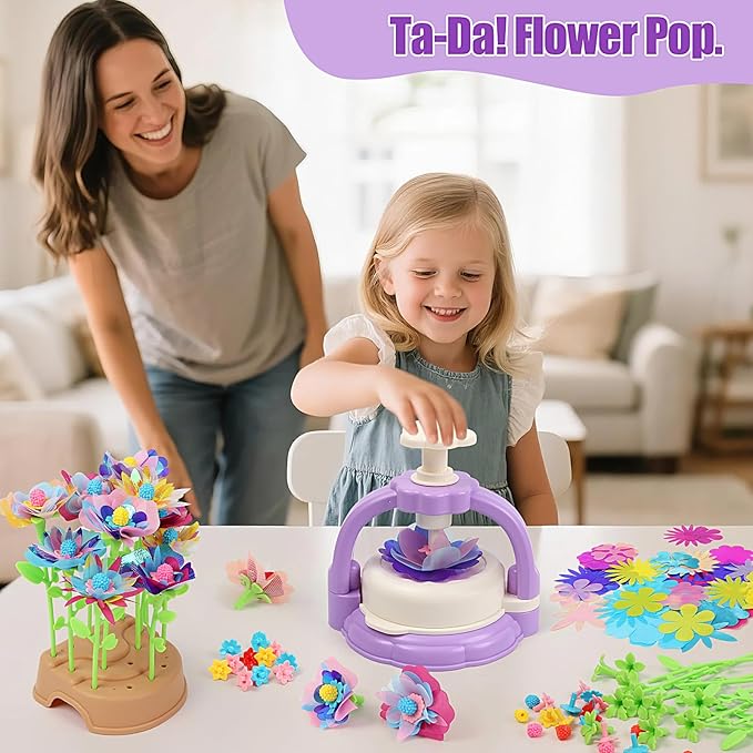 IQBOX. Fabric Flower Bouquet Kit Toys for Kids 4 5 6 7 8 Year Old โ Build Your Own Flower Market, Open-Ended STEM DIY Craft Kits for Girls โ Creative Birthday Gifts, Perfect for Preschool