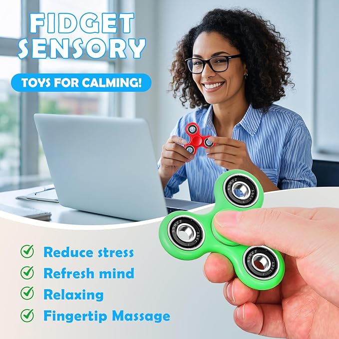 SCIONE Fidget Spinners, 25 Pack Birthday Party Gifts for Adults Kids, Treasure Box Toys for Classroom Prizes, Party Favors for Kids, Stress Anxiety ADHD Relief Fidgets Toy, Finger Hand Spinner