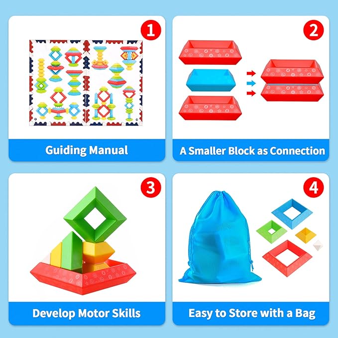 Montessori Toys for 1 2 3 4 Year Old Boys Girls Toddlers Preschool Learning Activities 30Pcs Building Blocks Stacking Educational Toys STEM Sensory Gifts for Kids Age 1-2 2-4