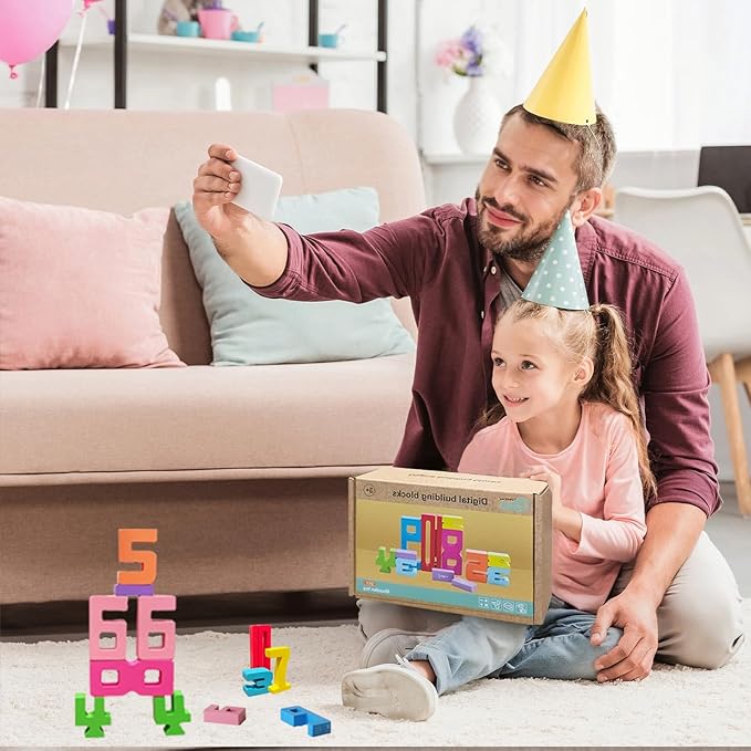 Montessori-Inspired Wooden Number Building Blocks-Wooden Number Blocks,1-10 Number Game Balance Competition Toys, Educational Gift for 3-8 Year OldBoys and Girls