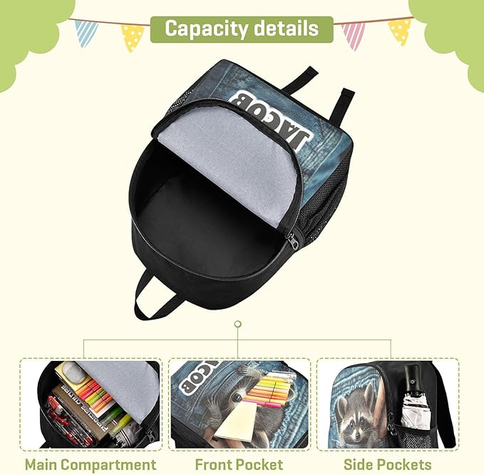 Raccoon Cute Toddler Backpack for Boys Girls 3-6 Small Travel Backpacks for Kids Preschool Bookbag for Elementary Kindergarten for School