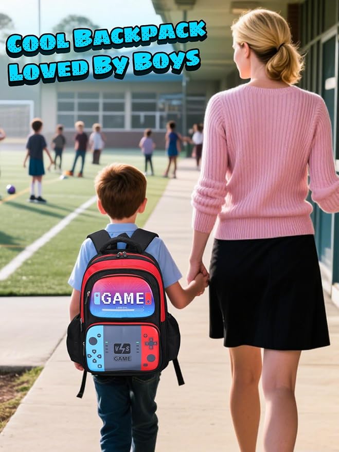 Bigmeta Large Capacity Kids Backpack for Boys - Aged 8-12 Back to School Gamer Bookbag for Elementary Middle School Teens Gifts