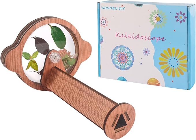 2PCS Natural DIY Kaleidoscope Kit, Outdoor Classic Handmade Education, Magic Wooden Rotating Kaleidoscope Making Set, Best Gift for Nature Lovers (2 Pcs Planets)