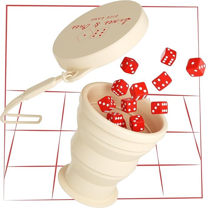 Vango Sixes & Ones Dice Game β 6 Curated Dice Games All in One, Expandable Rolling Cup to Play Anywhere β for Kids, Adults, Families, Travel, Perfect for Game Nights