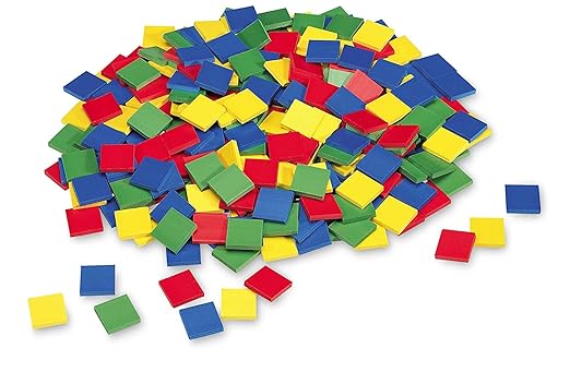 hand2mind Plastic Square Color Tiles, Plastic Bingo Chips, Math Bingo Tokens, Math Manipulatives for Elementary School, Counters for Kids Math, Childrens Counting Manipulatives (Set of 400)