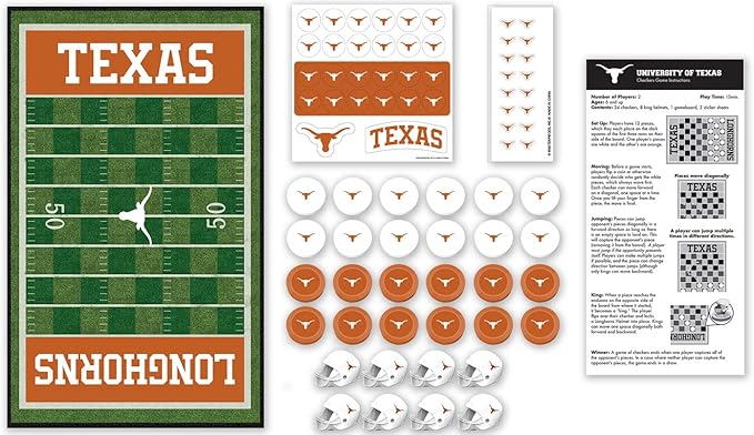 MasterPieces Family Game - NCAA Texas Longhorns Checkers - Officially Licensed Board Game for Kids & Adults
