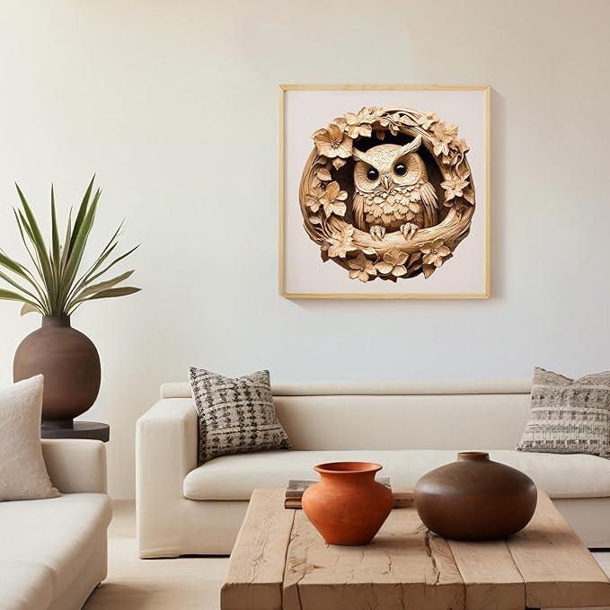 Wooden Puzzles for Adults, Unique Animal Shaped Owl Adult Puzzle, 3D Vision Wooden Jigsaw Puzzles Adult, Challenging Creative Gifts Family Games 13.4 * 13.4in 300pcs