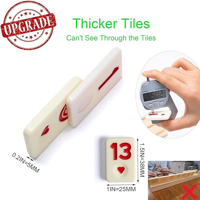 Upgraded Rummy Game Set, 6 Players Edition with 6 Tile Holders and 160 Rummi Tiles, Family Classic Board Games for Adults & Kids