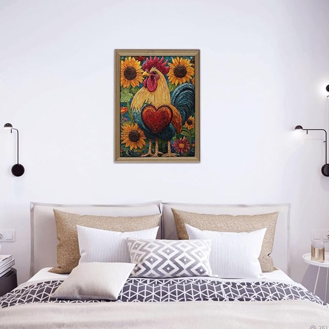 500 Piece Wooden Puzzle for Adults,The Art of Chickens and Hearts in Sunflowers,Bold Farm Animal Artwork,Brain Training Challenge,Stress Relief Activity,Eco-Friendly Woodens Pieces