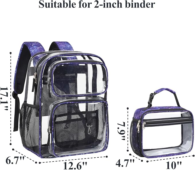 PACKISM Clear Backpack for School - 17 inch Large Heavy Duty Clear Bookbag, See Through PVC Backpacks (for age 12 above)