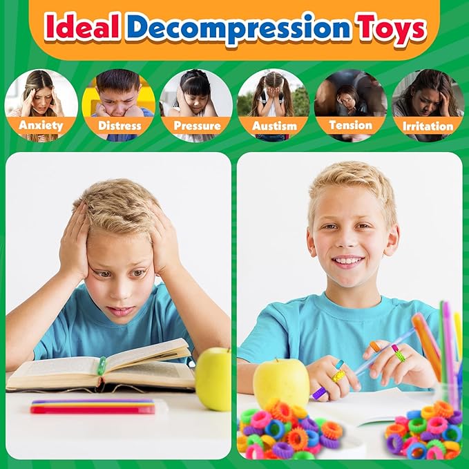 Fidget Toys Sensory Rings for Kids: 50 Pack Textured Fidget Rings Bulk - Sensory Toys for Autism Calming - Quiet Classroom Prizes Treasure Box Stocking Stuffers