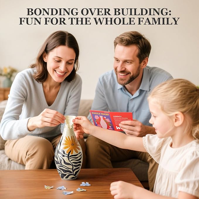 3D Puzzle with Sunflower Design Vase, Unique DIY Decor for Home & Gift