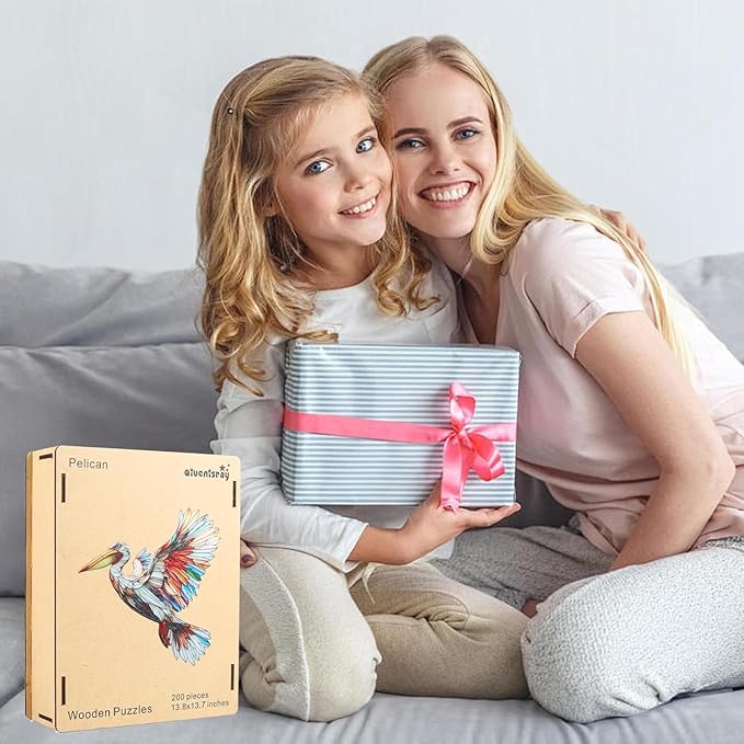 Wooden Puzzles for Adults, Pelican Jigsaw Puzzles, Unique Shape Adult Puzzles, Irregular Christmas Thanksgiving Gifts for Family Friend(13.8 * 13.7 in-200pcs)