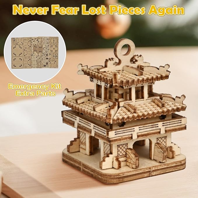 3D Wooden Puzzle for Adults - Chinese Architecture Building Kit (86PCS Cloud Tower), DIY Model Kit, Cool Desk Decor, No Glue Needed Gift for Men & Teens 14+