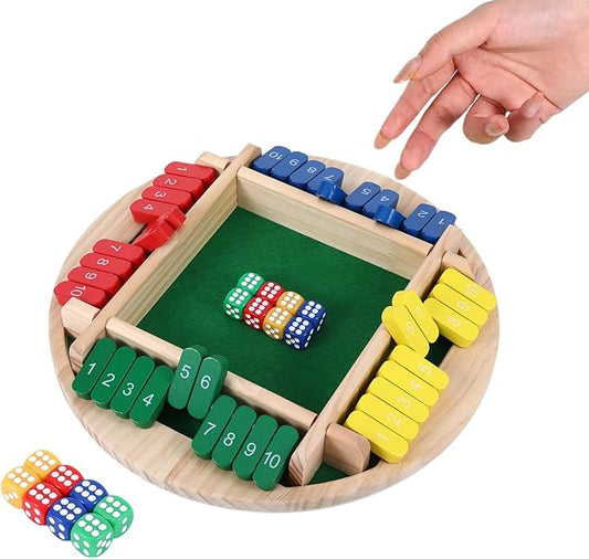 Shut The Box Game 4 Player,Shut The Box Board Game,Math Board Table Games for Adults and Teenagers,Wooden Table Math Dice Mastermind Games for Classroom,Home,Party,Pub and Family
