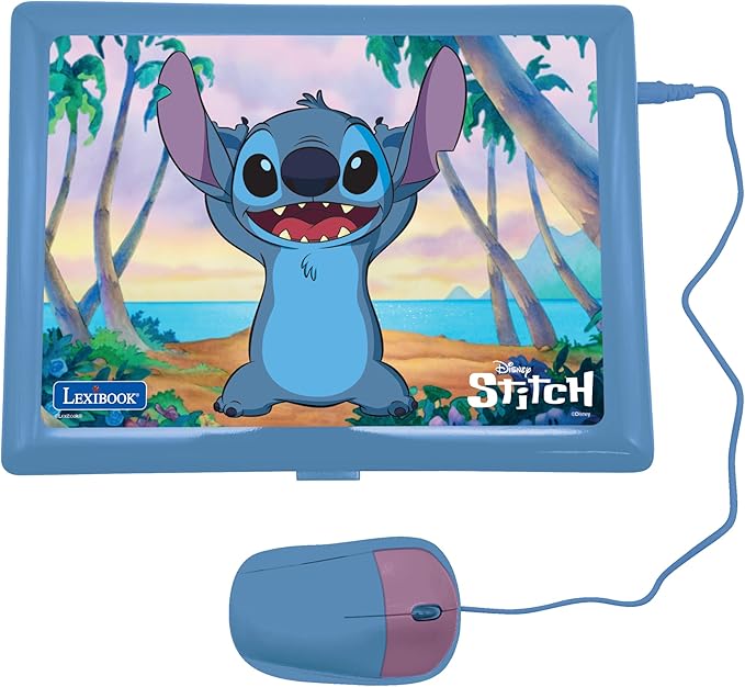 Lexibook - Disney Stitch - Bilingual English/Spanish Educational Laptop, 124 Language Activities, Writing, Maths, Logic, Music and Games, Boys and Girls, JC598Di2