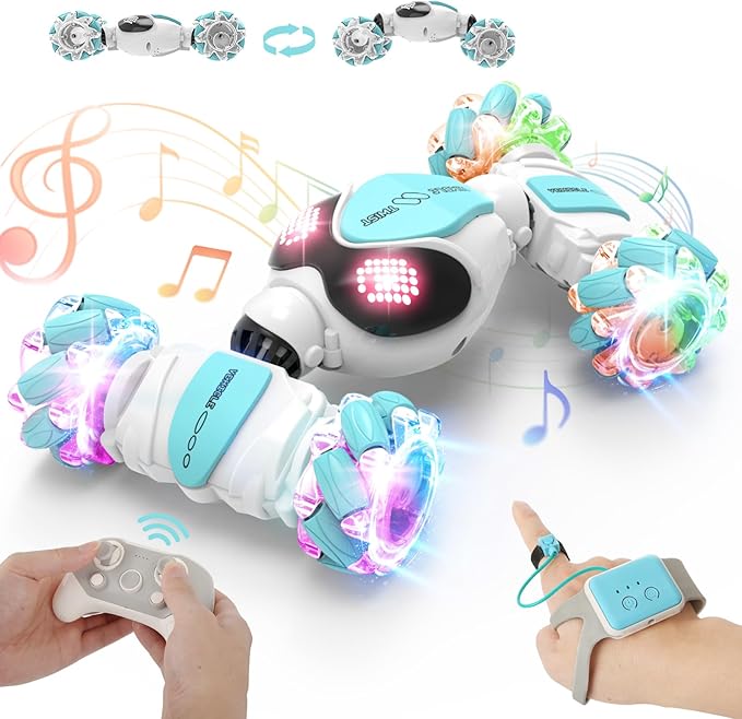 Gesture Sensing Rc Stunt Car Toys for Boy Age 8-13,Hand Remote Control Cars,Coolest Christmas Birthday Present Ideas for Boys Girls Kids Teens Age 8 9 10 11 12 13+ Year,Racing Drift Car (White)