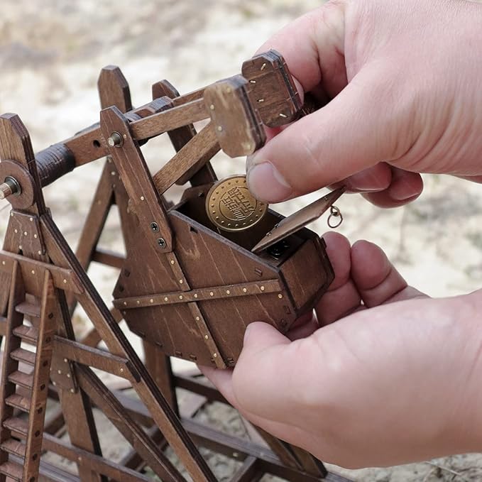 The MINI Counterweight Trebuchet Europe Medieval Siege Equipment Chariot Catapult Weapons DIY 3D Wooden Puzzles Model Kits for Adults STEM Projects Tabletop Toy